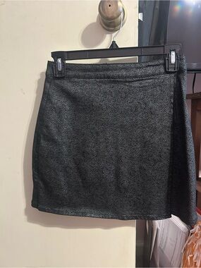 Classic Black Herringbone Mini Skirt